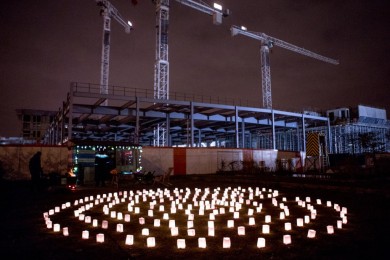 The Golden Labyrinth installation at Light Night Canning Town 2013.